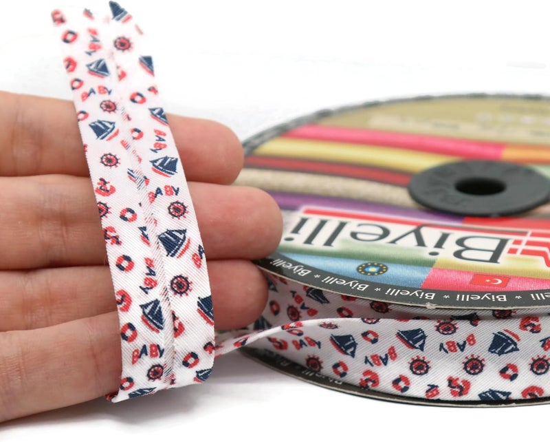 Biyelli Cotton Fold Bias Binding Tape - 3/4 Inches (20mm) Wide - 27 Yards - Blue Ships Single Fold Cotton Fold Bias Binding Tape for Sewing Clothing DIY A5 - Image 5